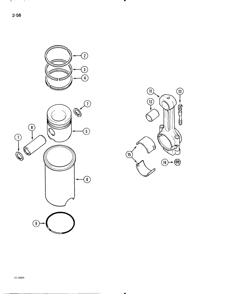 Схема запчастей Case IH 695 - (2-58) - PISTONS AND SLEEVES (02) - ENGINE