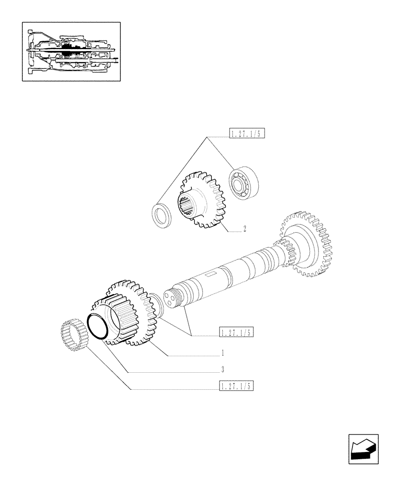 Схема запчастей Case IH JX80U - (1.27.1/02) - (VAR.275) POWER SHUTTLE - HI-LO - 40KMH-HYDRAULIC PTO - GEARS (03) - TRANSMISSION