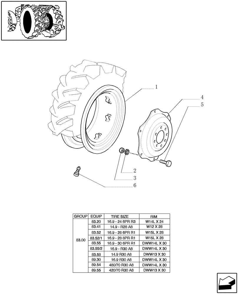 Схема запчастей Case IH JX100U - (83.00[01]) - RIM (DRIVE WHEELS) (11) - WHEELS/TRACKS