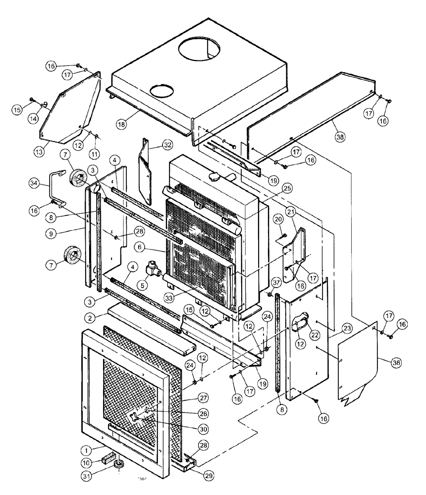 Схема запчастей Case IH SPX3185 - (03-076) - ENGINE - MT. & SCREEN-OILCOOL ASSEMBLY (01) - ENGINE