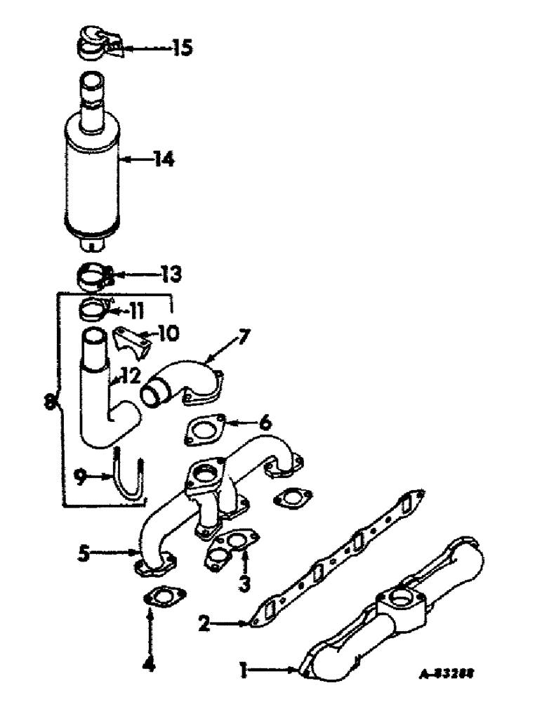 Схема запчастей Case IH D-188 - (C-25) - EXHAUST SYSTEM, 3514 TRACTORS 