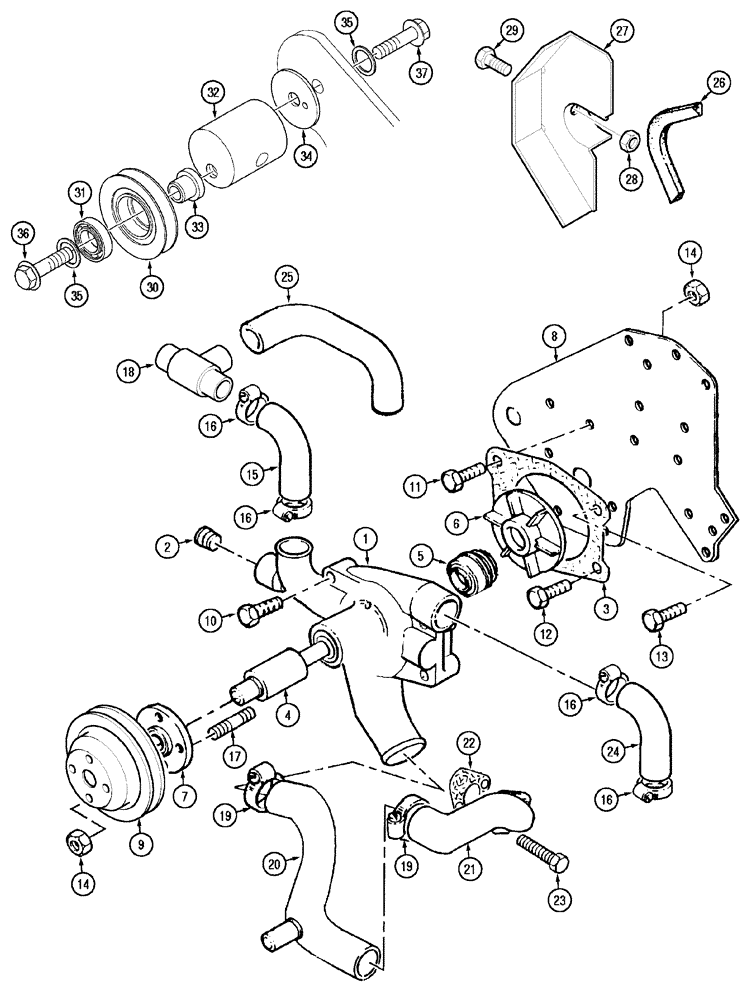 Схема запчастей Case IH C60 - (02-13) - WATER PUMP SYSTEM (02) - ENGINE