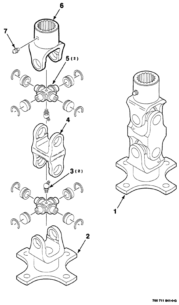 Схема запчастей Case IH 725 - (03-016) - U-JOINT ASSEMBLY, CUTTER DISC (58) - ATTACHMENTS/HEADERS