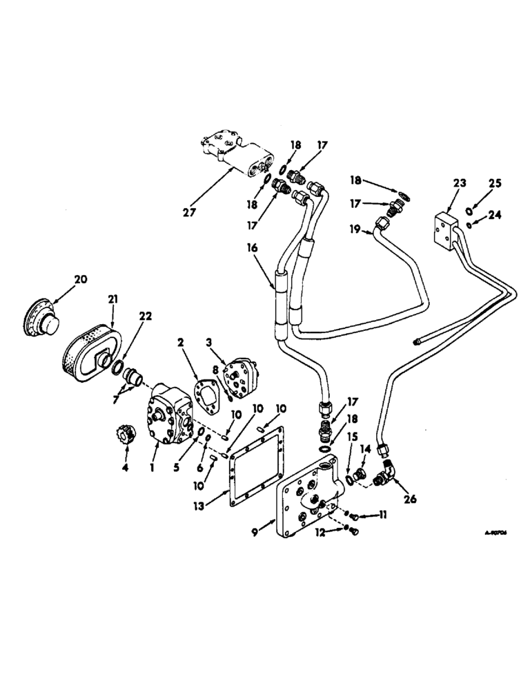 Схема запчастей Case IH 544 - (F-02) - HYDRAULICS SYSTEM, HYDRAULIC POWER SUPPLY, FARMALL GEAR DRIVE TRACTORS (07) - HYDRAULIC SYSTEM