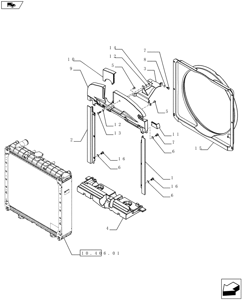 Схема запчастей Case IH FARMALL 65C - (10.406.02) - RADIATOR DUCT AND SEALS (10) - ENGINE