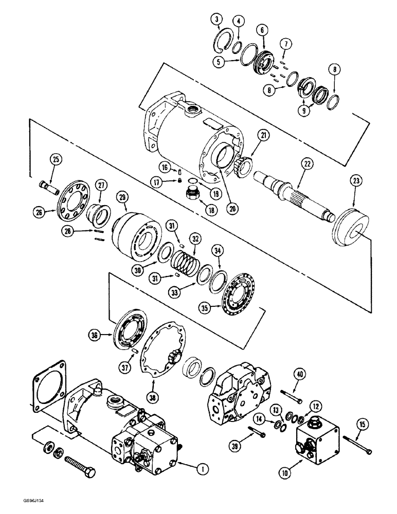 Схема запчастей Case IH 1660 - (6-34) - HYDROSTATIC MOTOR, SINGLE SPEED, 128120C97 (03) - POWER TRAIN