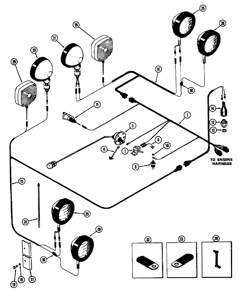 Схема запчастей Case IH 1370 - (058) - ELECTRICAL EQUIPMENT AND WIRING, 504B, DIESEL ENGINE, TRANSMISSION HARNESS (04) - ELECTRICAL SYSTEMS