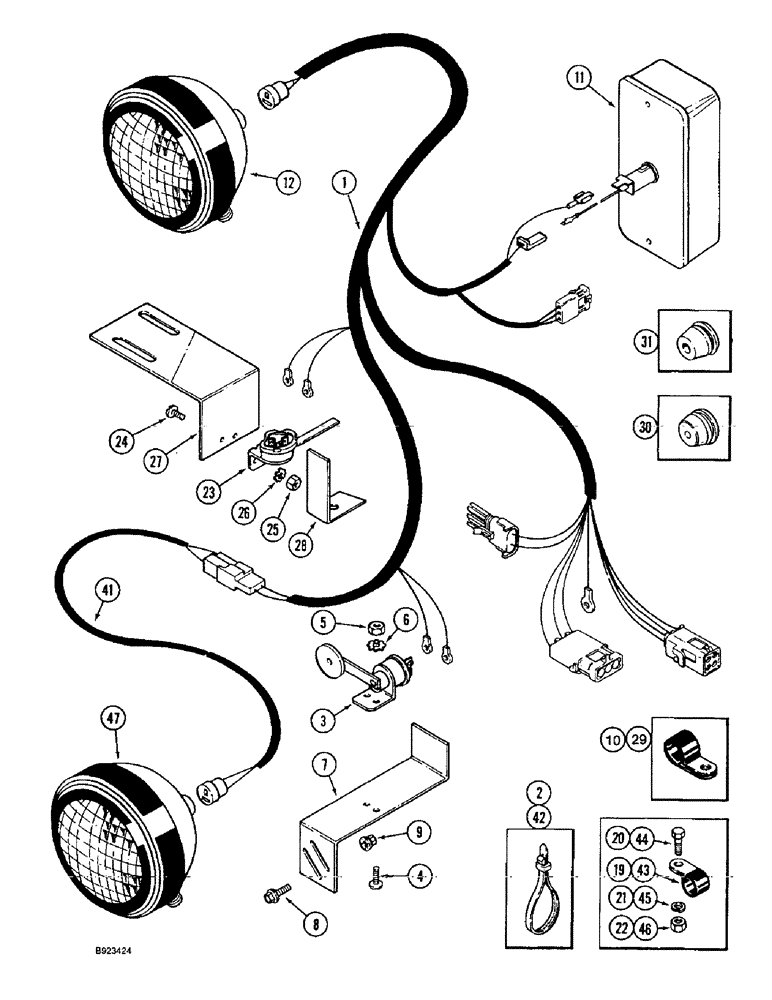 Схема запчастей Case IH 1644 - (4-18) - GRAIN TANK HARNESS, UNLOADER LAMP HARNESS (06) - ELECTRICAL