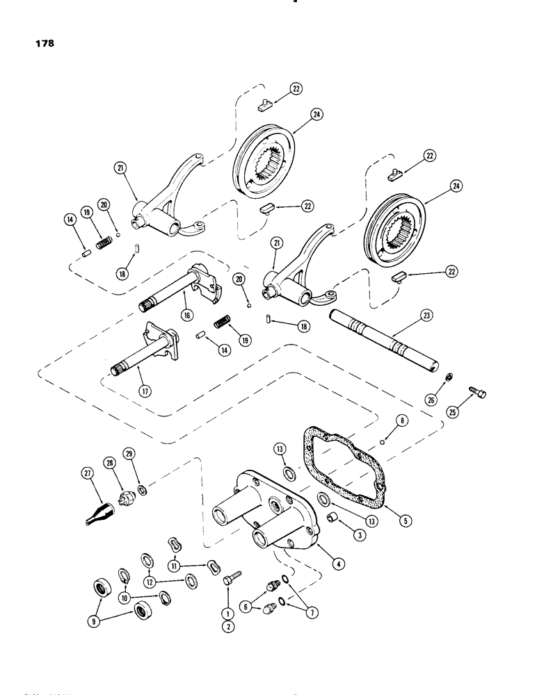 Схема запчастей Case IH 1270 - (178) - RANGE SHIFT MECHANISM, USED PRIOR TO TRANSMISSION SERIAL NUMBER 10028201 (06) - POWER TRAIN