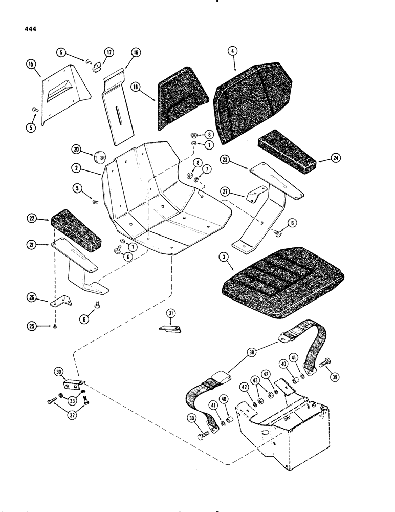 Схема запчастей Case IH 1270 - (444) - AGRI-KING SEAT, CLOTH COVER, USED PRIOR TO P.I.N. 8797501 (09) - CHASSIS/ATTACHMENTS