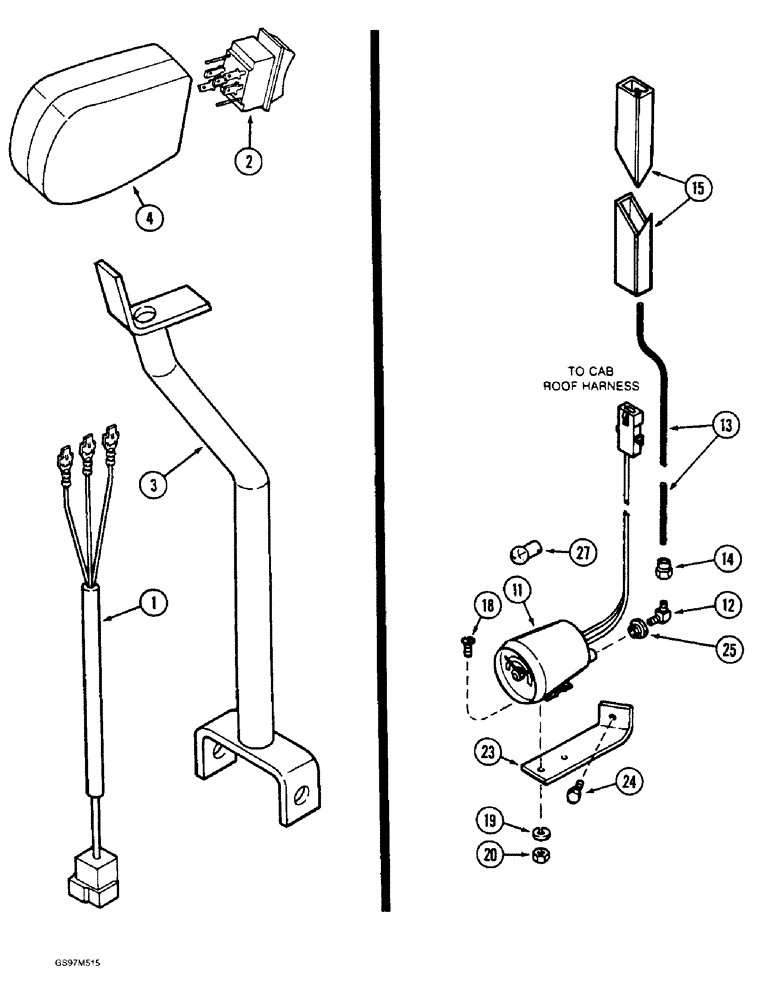 Схема запчастей Case IH 1660 - (4-28) - HEADER LIFT HANDLE HARNESS (06) - ELECTRICAL