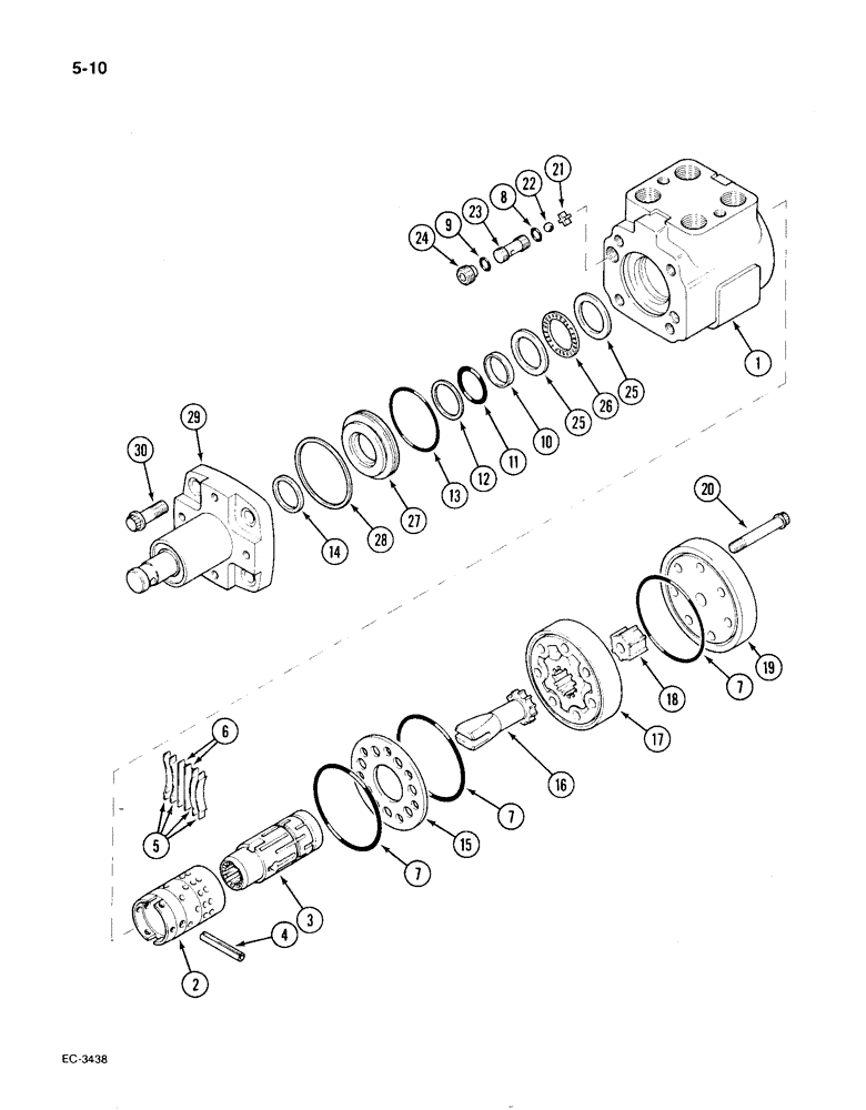 Схема запчастей Case IH 1896 - (5-10) - HYDROSTATIC STEERING PUMP, EATON, TWO WHEEL DRIVE TRACTORS (05) - STEERING