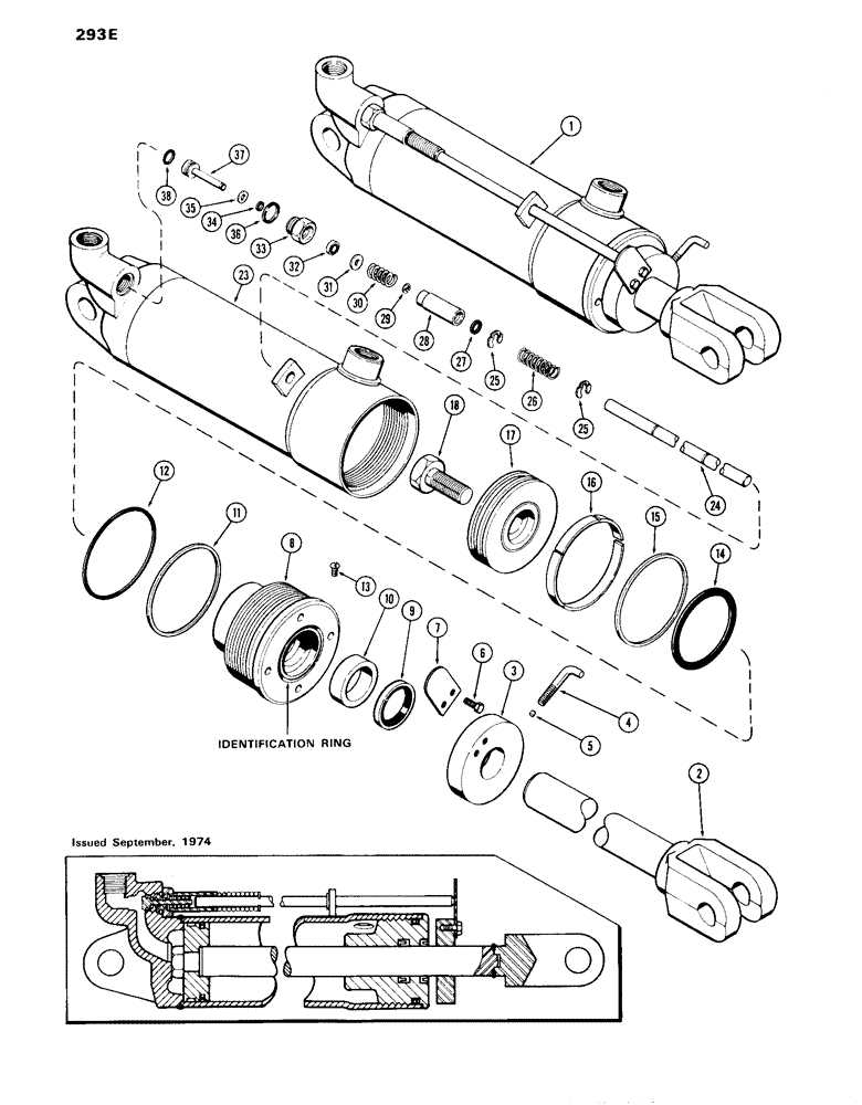 Схема запчастей Case IH 870 - (293E) - G33769 REMOTE HYDRAULIC CYLINDER, 4 INCH BORE X 8 INCH STROKE, GLAND WITHOUT CENTER BEARING (08) - HYDRAULICS