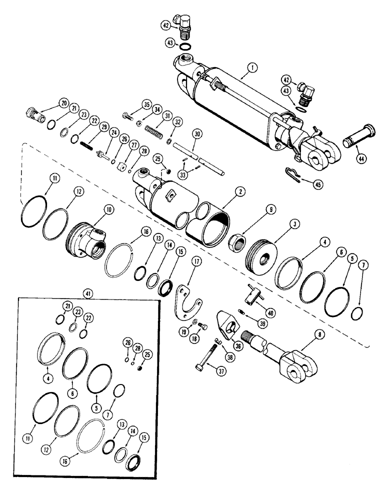 Схема запчастей Case IH 1470 - (153A) - A34923 REMOTE HYD. CYLINDER, 4 X 8 WITH HYD. LIMIT STOP, USED PRIOR TO TRAC. SERIAL NUMBER 8674001 (08) - HYDRAULICS