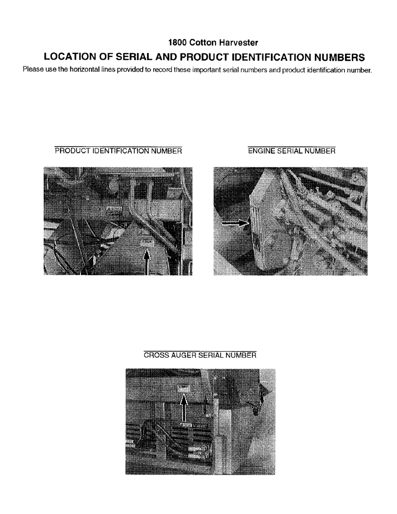 Схема запчастей Case IH 1800 - (1-02) - LOCATION OF SERIAL AND PRODUCT IDENTIFICATION NUMBERS (00) - PICTORIAL INDEX