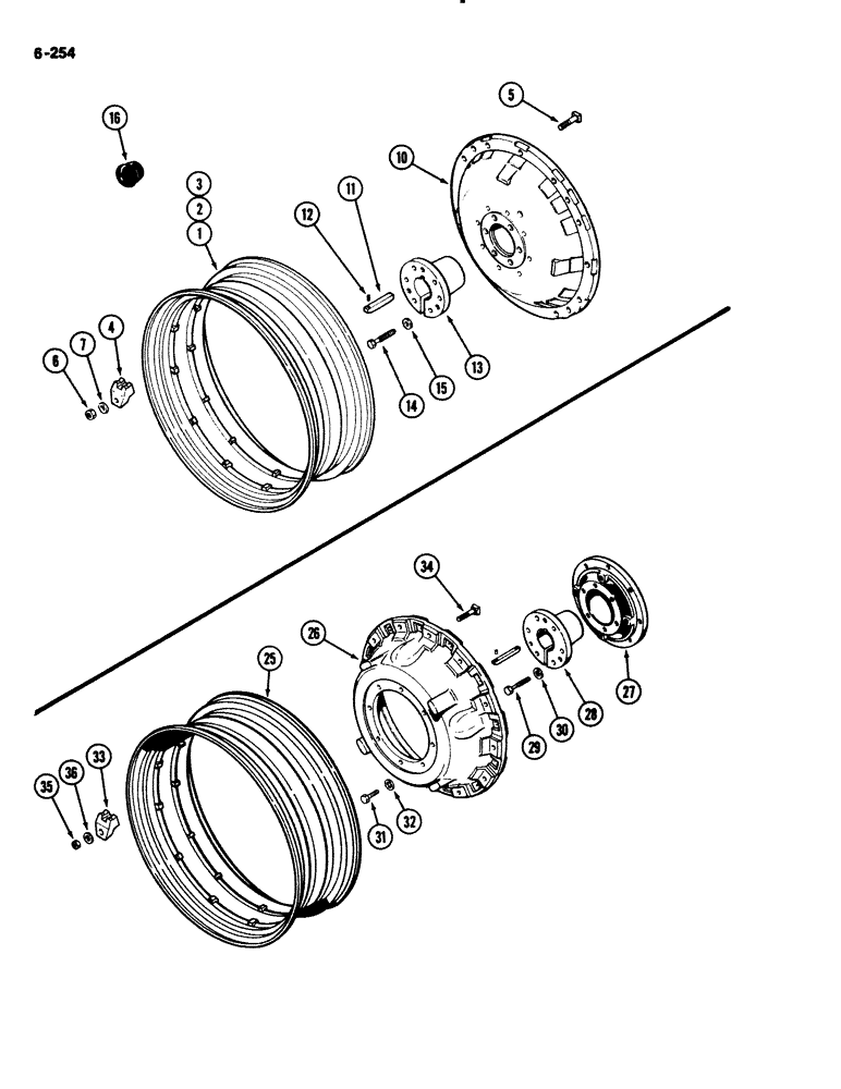 Схема запчастей Case IH 2294 - (6-254) - REAR WHEELS, WITH 38 INCH (965 MM) RIMS (06) - POWER TRAIN