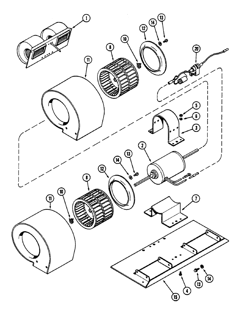 Схема запчастей Case IH 2390 - (9-385A) - CAB, BLOWER ASSEMBLY, CAB SERIAL NO. 12051570 AND AFTER (09) - CHASSIS/ATTACHMENTS