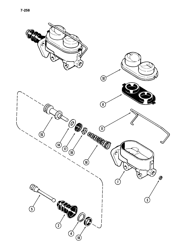 Схема запчастей Case IH 4994 - (7-258) - CYLINDER ASSEMBLY (07) - BRAKES