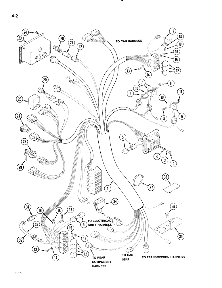 Схема запчастей Case IH 2096 - (4-002) - INSTRUMENT HARNESS, ANALOG DISPLAY (04) - ELECTRICAL SYSTEMS