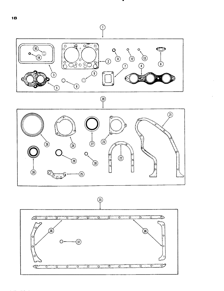 Схема запчастей Case IH 930-SERIES - (018) - ENGINE GASKET KITS, (401) DIESEL ENGINE, VALVE GRINDING (02) - ENGINE