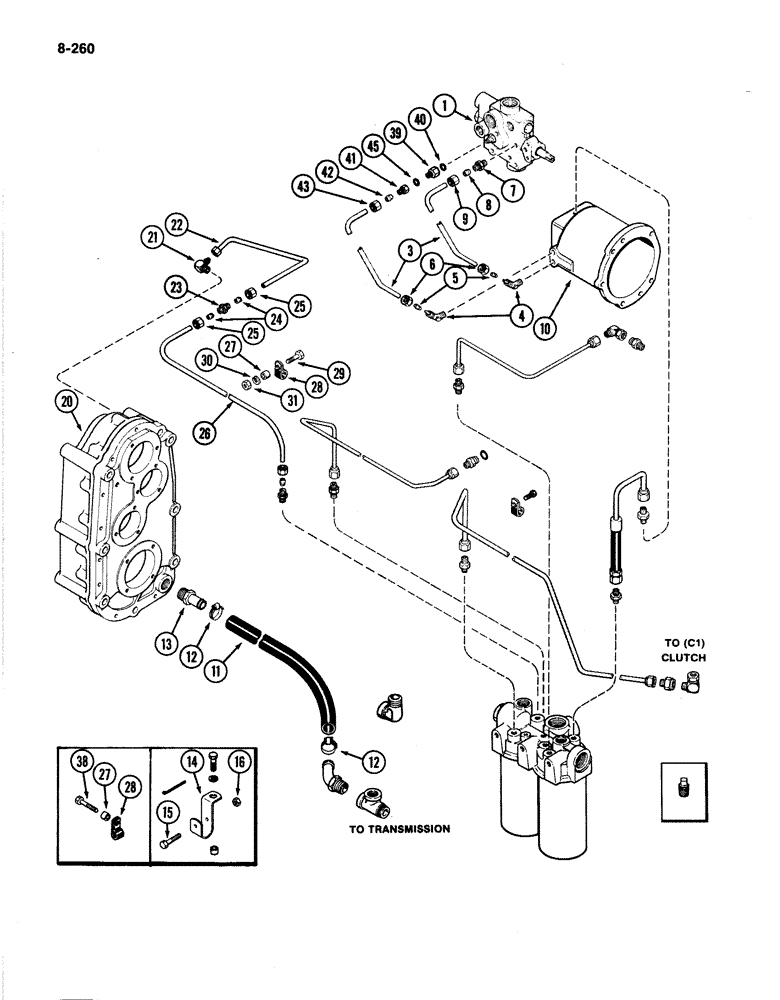 Схема запчастей Case IH 4894 - (8-260) - PTO HYDRAULICS AND LUBRICATION TUBES (08) - HYDRAULICS