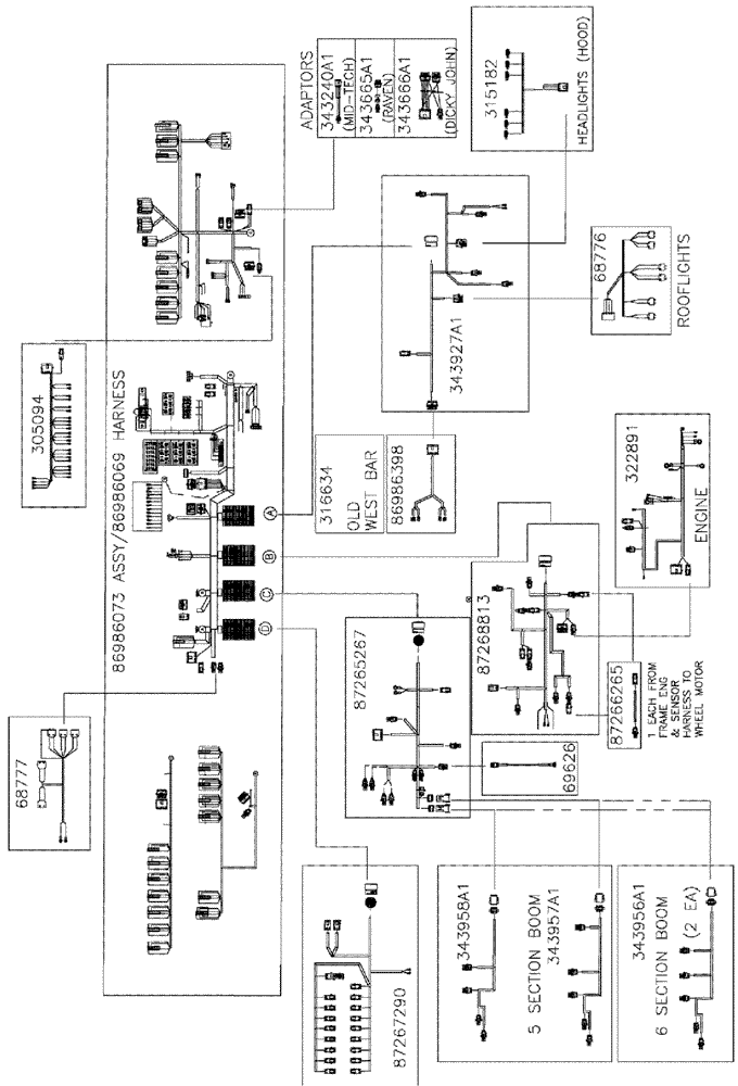 Схема запчастей Case IH 3210 - (10-005) - HARNESS FLOW DIAGRAM (06) - ELECTRICAL