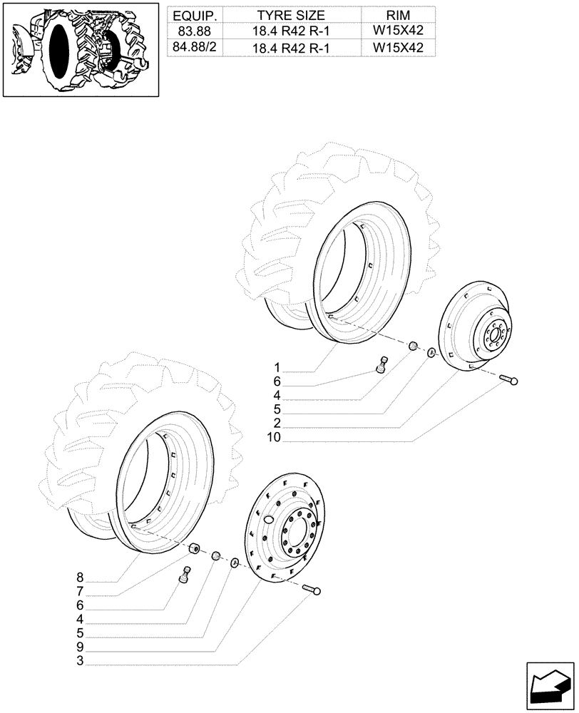 Схема запчастей Case IH PUMA 195 - (83.00[01]) - DRIVE WHEELS (11) - WHEELS/TRACKS