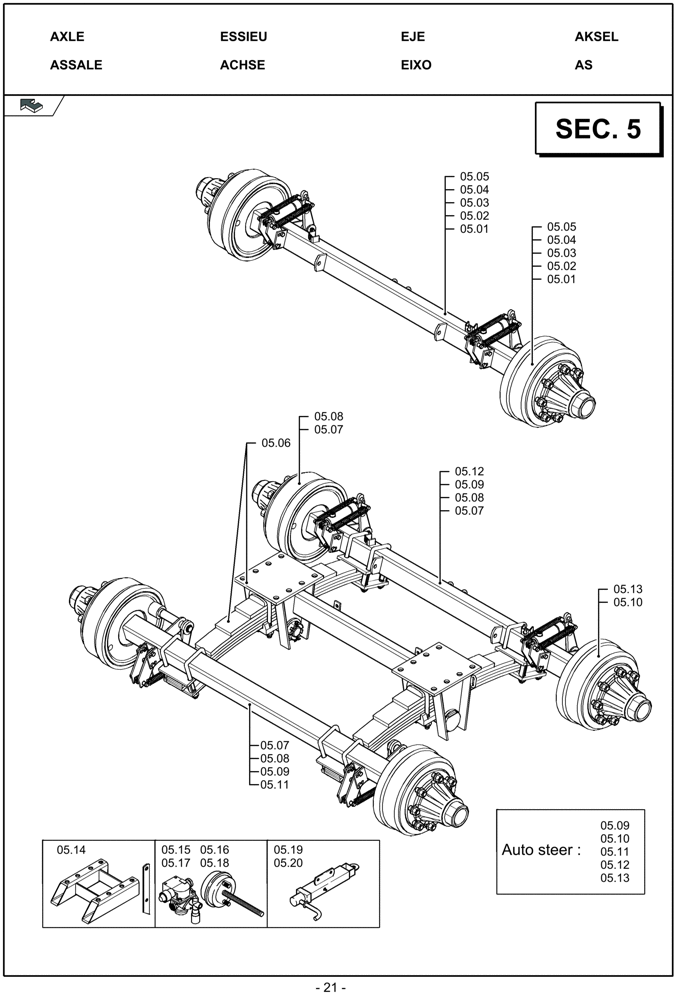 Схема запчастей Case IH LBX332P - (05.00[01]) - PICTORIAL OVERVIEW 1/1 - AXLE (05) - AXLE