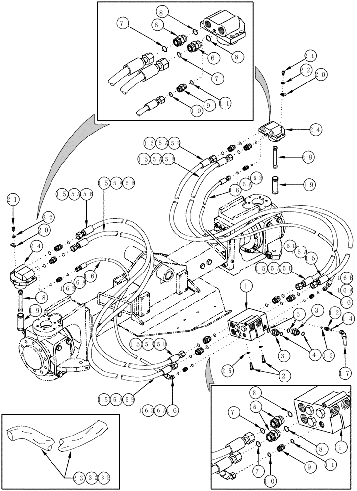 Схема запчастей Case IH CPX620 - (05-08) - HYDRAULIC SYSTEM POWER GUIDE AXLE - BSN Y6T011701 (04) - STEERING