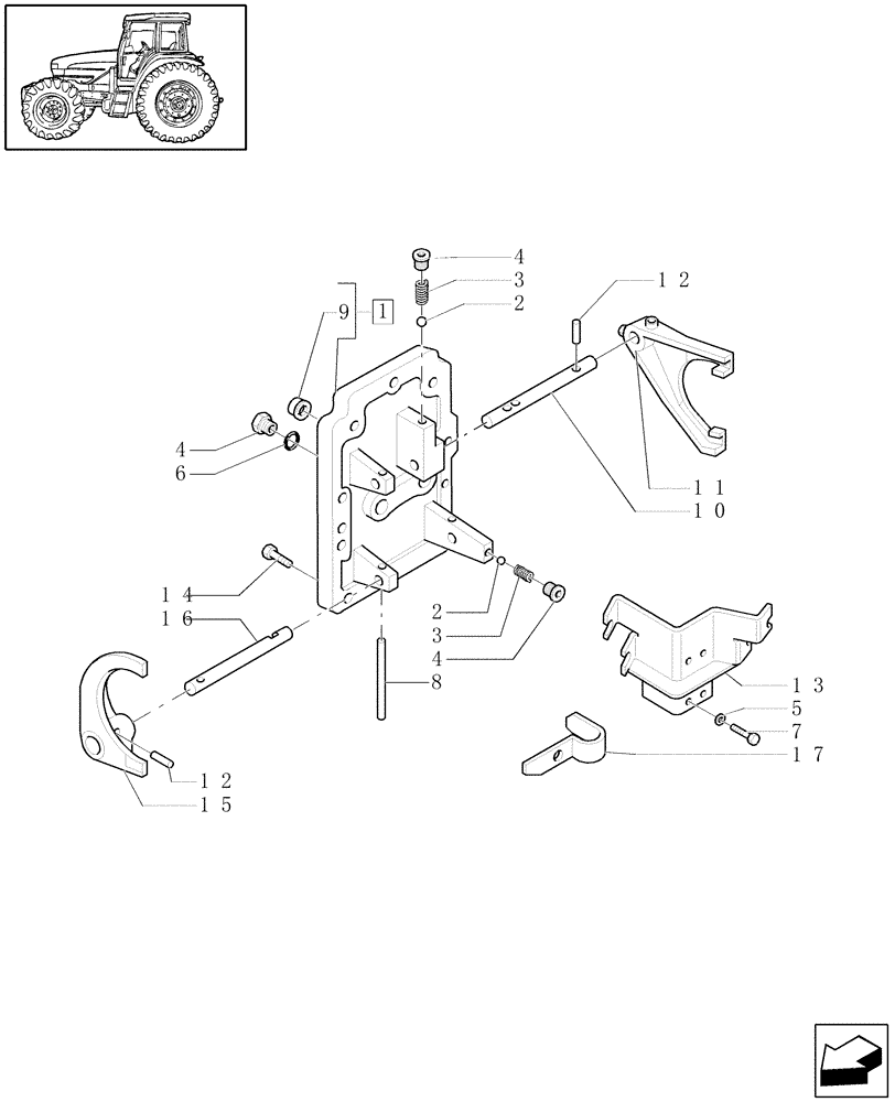 Схема запчастей Case IH MXU115 - (1.32.2/01) - (VAR.110-120) TRANSMISSION 12X12 - CENTRAL REDUCTION GEAR CONTROLS (03) - TRANSMISSION