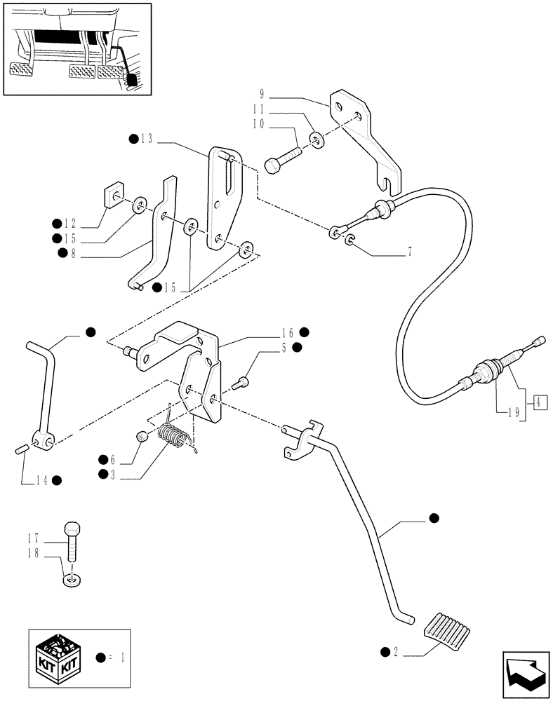 Схема запчастей Case IH MXU110 - (1.95.3[01A]) - ACCELERATOR PEDAL - D5532 (10) - OPERATORS PLATFORM/CAB