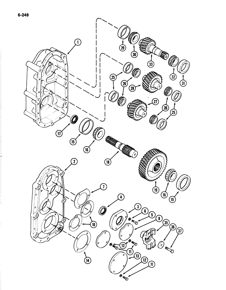 Схема запчастей Case IH 4894 - (6-248) - PTO INPUT AND OUTPUT SHAFTS, GEARS AND COVERS (06) - POWER TRAIN