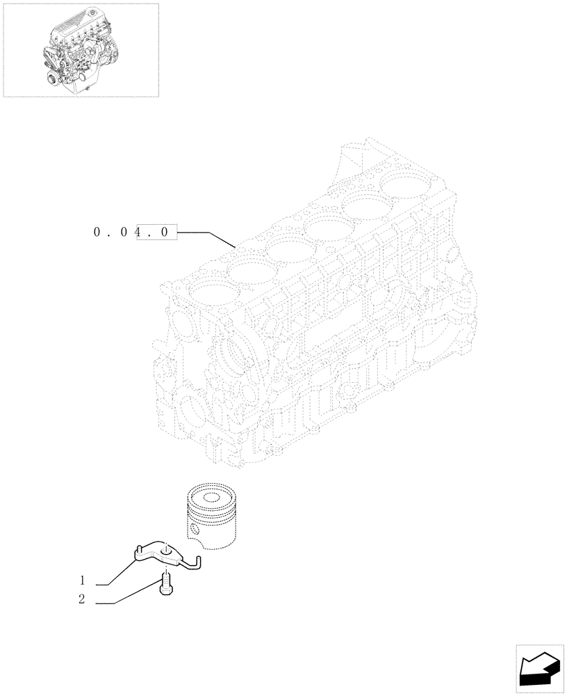 Схема запчастей Case IH F2BE0684A B003 - (0.04.14[01]) - CYLINDER BARREL LUBRICATION NOZZLE (99476821) 