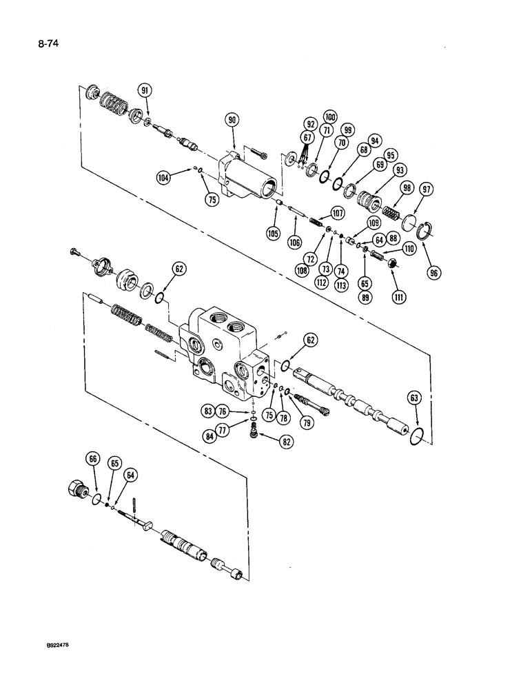 Схема запчастей Case IH 9250 - (8-074) - HYDRAULIC REMOTE VALVE SECTION, FIRST, SECOND, THIRD AND FOURTH WITH FLOAT (CONTD) (08) - HYDRAULICS