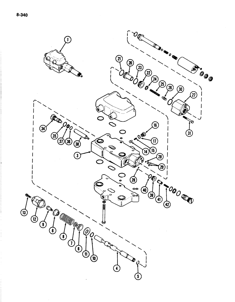 Схема запчастей Case IH 4894 - (8-340) - HITCH CONTROL VALVE ASSEMBLY PRIOR TO P.I.N. 8865502 (08) - HYDRAULICS