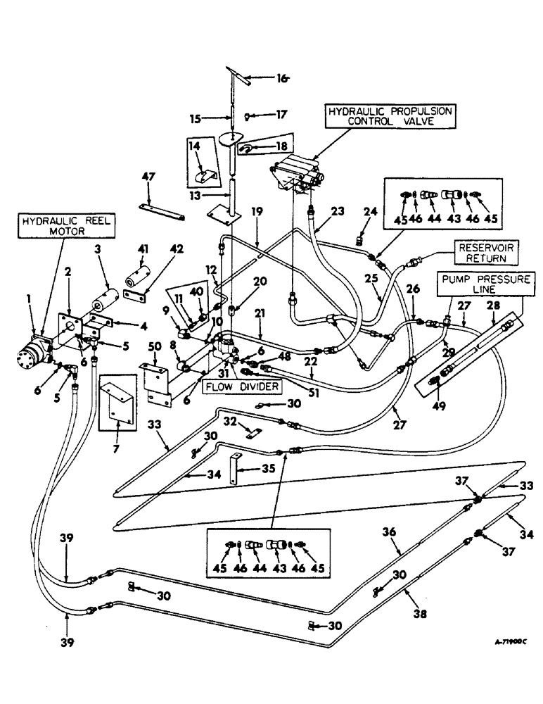 Схема запчастей Case IH 303 - (214) - HYDRAULIC REEL DRIVE DIAGRAM, FOR MACHINES EQUIPPED WITH IH REEL (58) - ATTACHMENTS/HEADERS