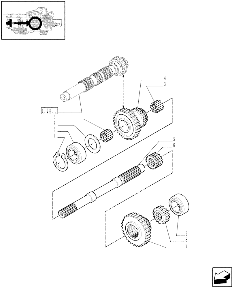 Схема запчастей Case IH JX1070N - (1.32.1[02]) - CENTRAL REDUCTION GEARS (03) - TRANSMISSION