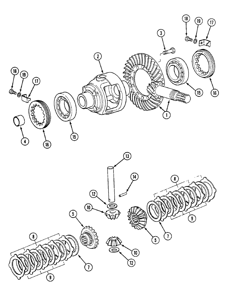 Схема запчастей Case IH 1494 - (5-154) - FRONT AXLE DIFFERENTIAL, MFD TRACTORS, P.I.N. 11518001 AND AFTER (05) - STEERING