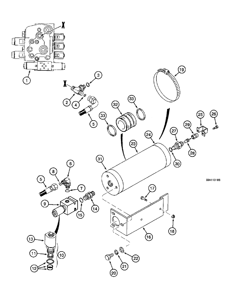 Схема запчастей Case IH 2144 - (8-54) - ACCUMULATOR, MOUNTING AND SYSTEM (07) - HYDRAULICS