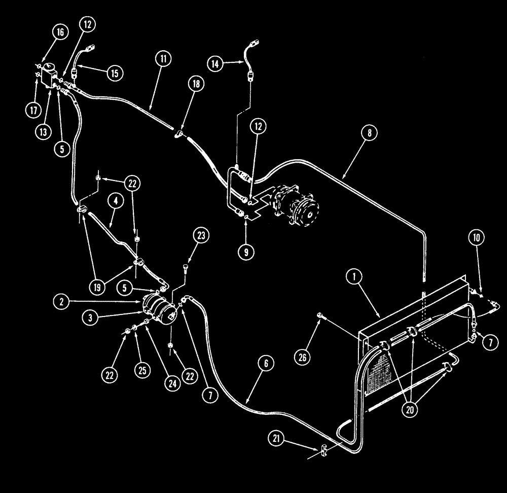 Схема запчастей Case IH 9210 - (9-109A) - AIR CONDITIONER PLUMBING, CONDENSER AND RECEIVER-DRIER, P.I.N. JEE0031850 AND AFTER (09) - CHASSIS/ATTACHMENTS