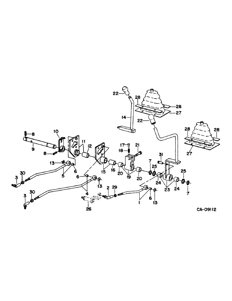 Схема запчастей Case IH 385 - (07-28) - DRIVE TRAIN, TRANSMISSION CONTROLS, EXTERNAL, TRACTORS WITH FORWARD AND REVERSE (04) - Drive Train