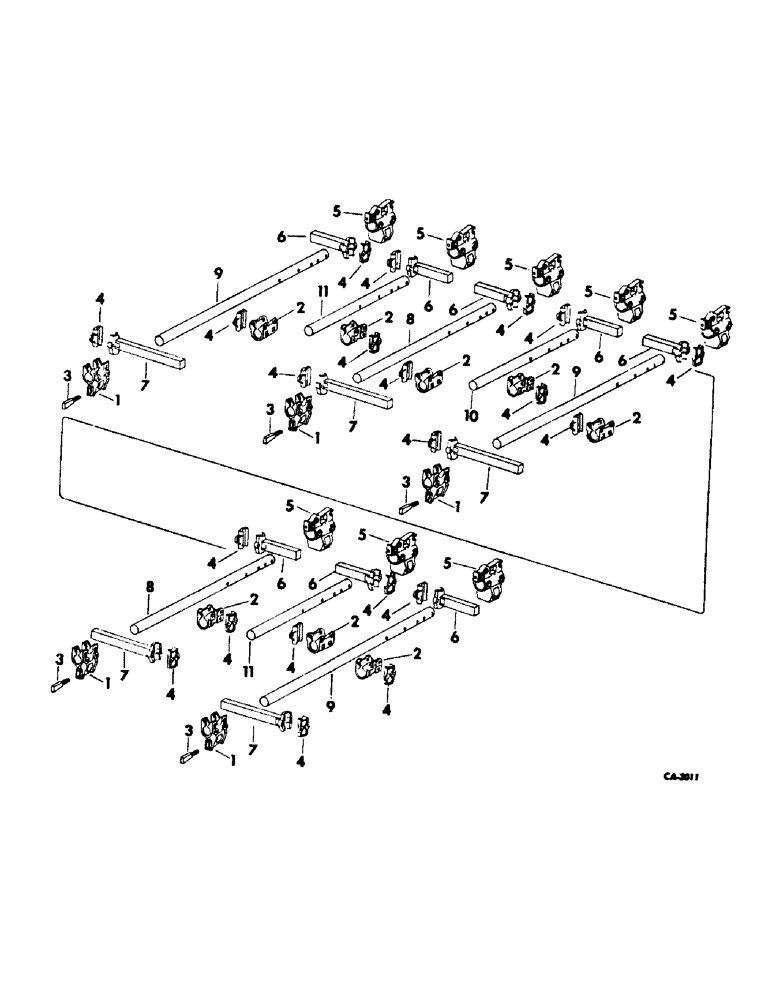 Схема запчастей Case IH 163 - (AQ-06) - ROUND BARS, EXTENSIONS AND CLAMPS, FOR 4-ROW WIDE 