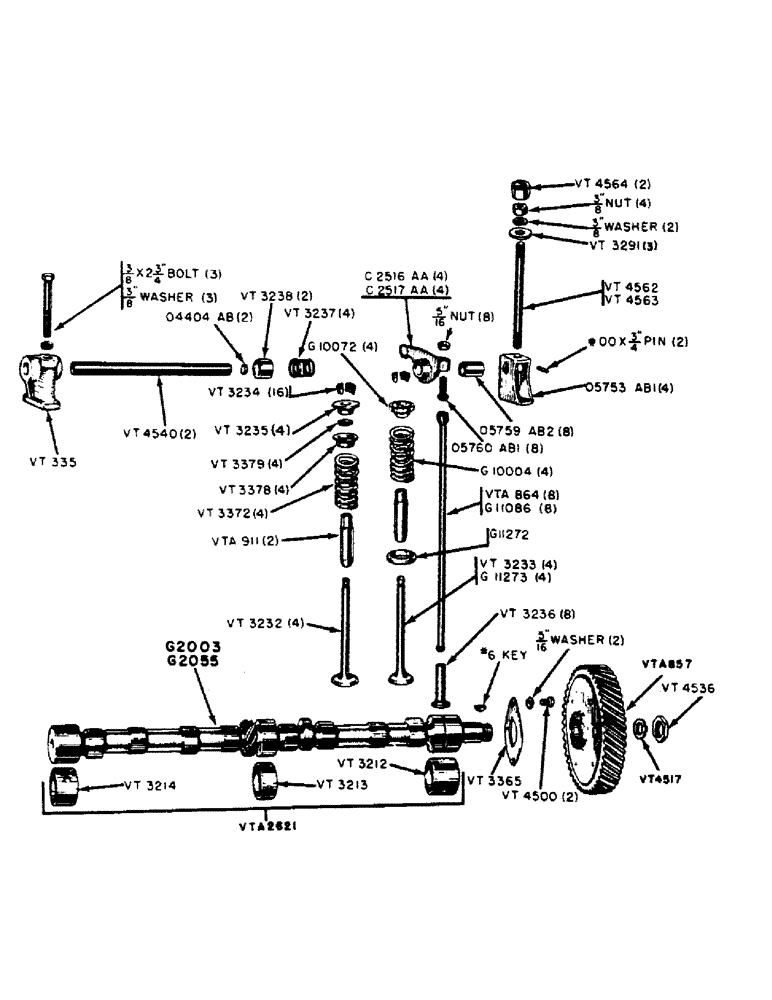 Схема запчастей Case IH 300B-SERIES - (014) - SPARK IGNITION ENGINES, ROCKER ARMS, VALVES AND PUSH RODS (02) - ENGINE