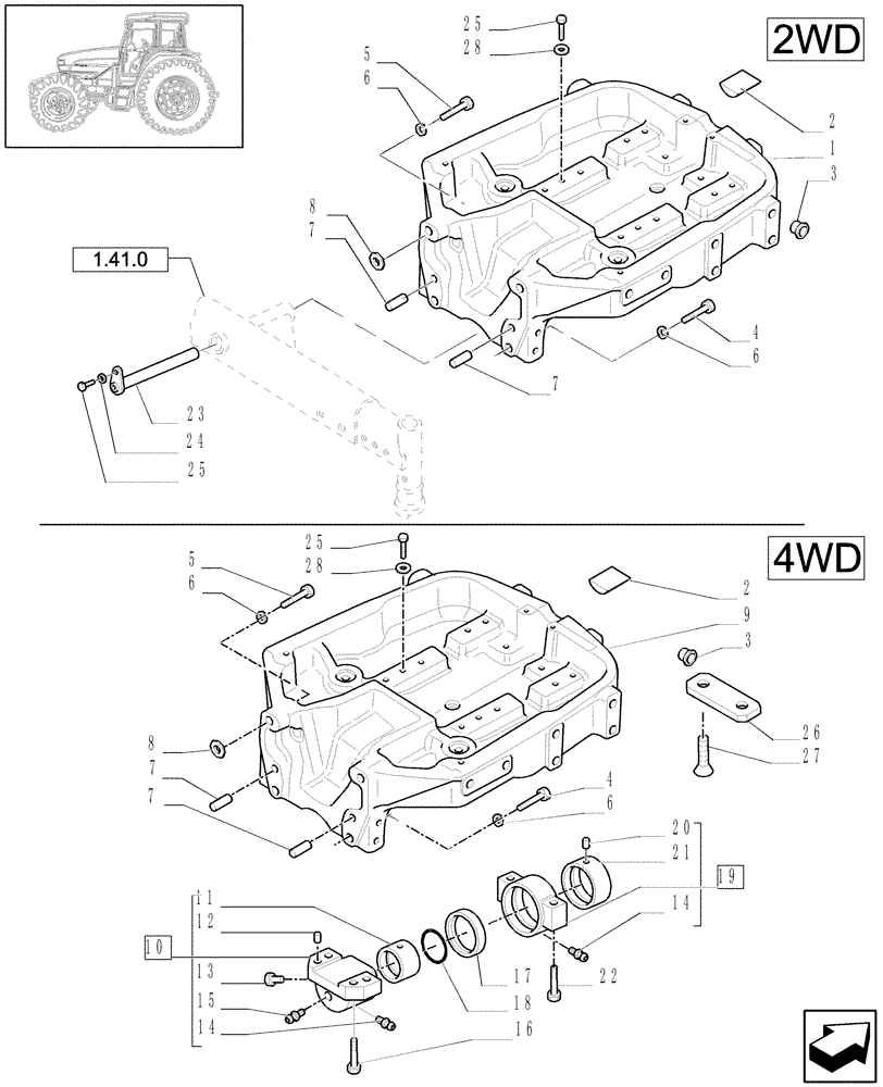 Схема запчастей Case IH JX1090U - (1.21.1) - AXLE FASTENING FRONT SUPPORT (03) - TRANSMISSION