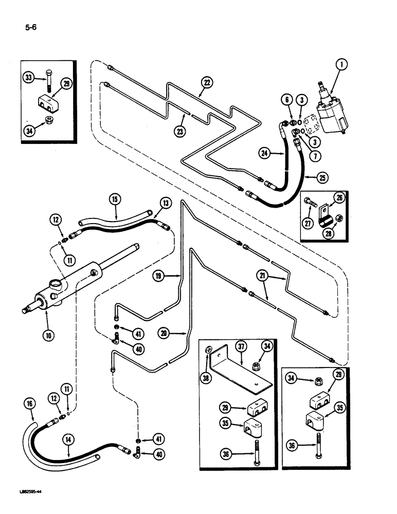 Схема запчастей Case IH 1844 - (5-06) - STEERING SYSTEM, STEERING PUMP TO STEERING CYLINDER, P. I. N. 701 AND AFTER (04) - STEERING