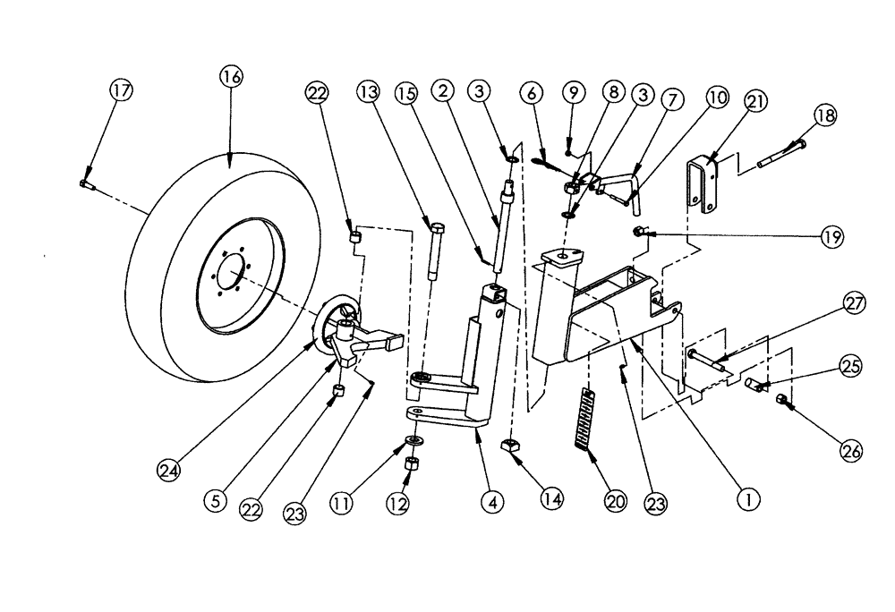 Схема запчастей Case IH TIGERMATE II - (44.100.08) - PIVOT STABALIZING WHEEL (44) - WHEELS