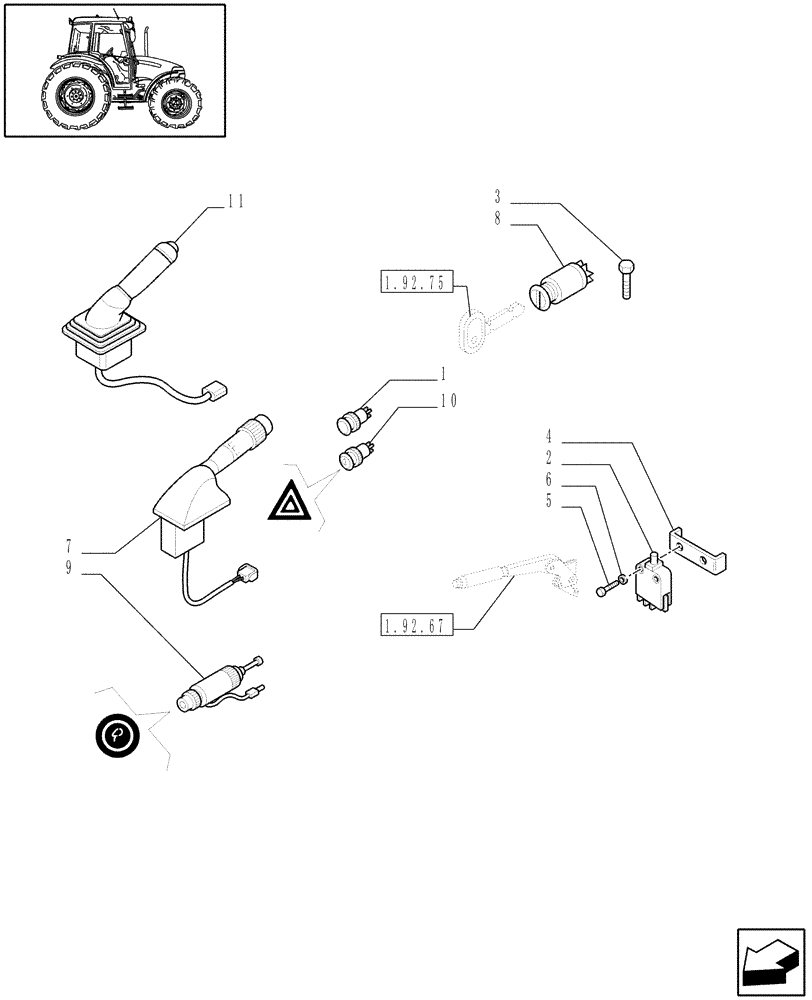 Схема запчастей Case IH JX60 - (1.92.75/01) - (VAR.007) NA PACKAGE - SWITCHES - W/CAB (10) - OPERATORS PLATFORM/CAB