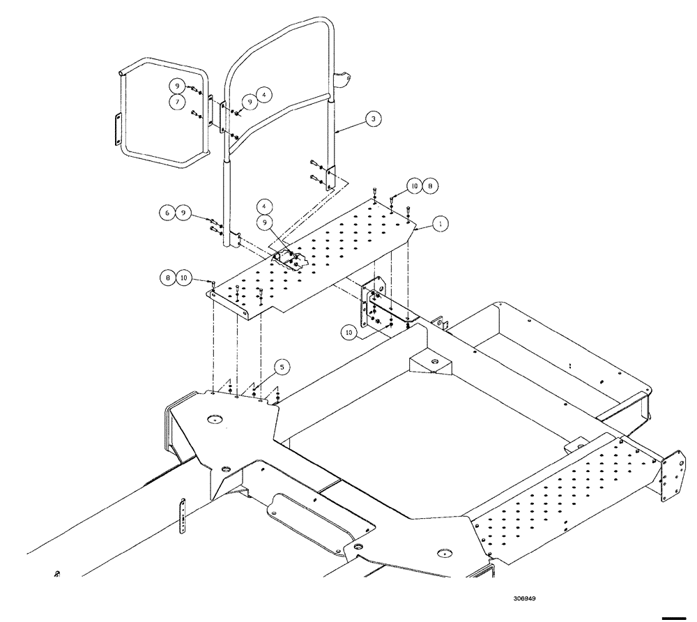 Схема запчастей Case IH SPX4260 - (117) - FRAME / FRONT WALKWAY ASSEMBLY (90) - PLATFORM, CAB, BODYWORK AND DECALS