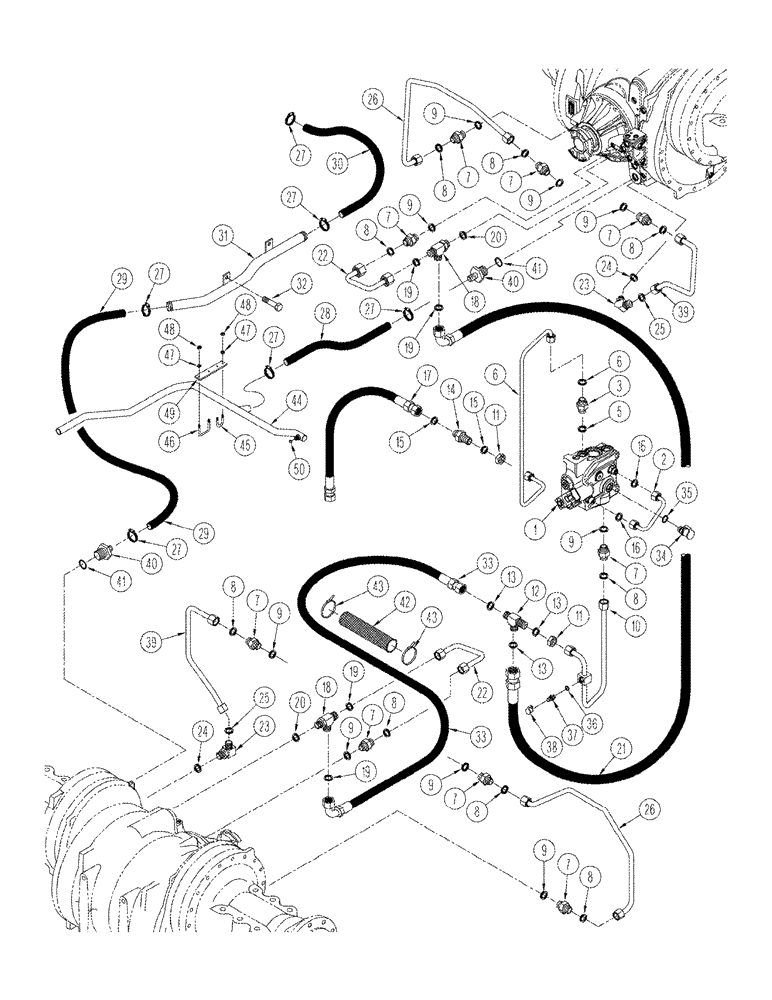 Схема запчастей Case IH STX440 - (08-18) - AXLE HYDRAULICS LUBRICATION CIRCUIT QUADTRAC (08) - HYDRAULICS