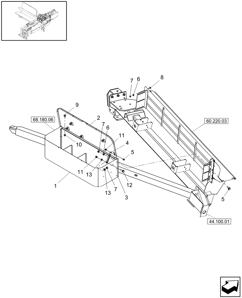 Схема запчастей Case IH SB521 - (68.180.05) - TWINE BOX MOUNTING (68) - TYING/WRAPPING